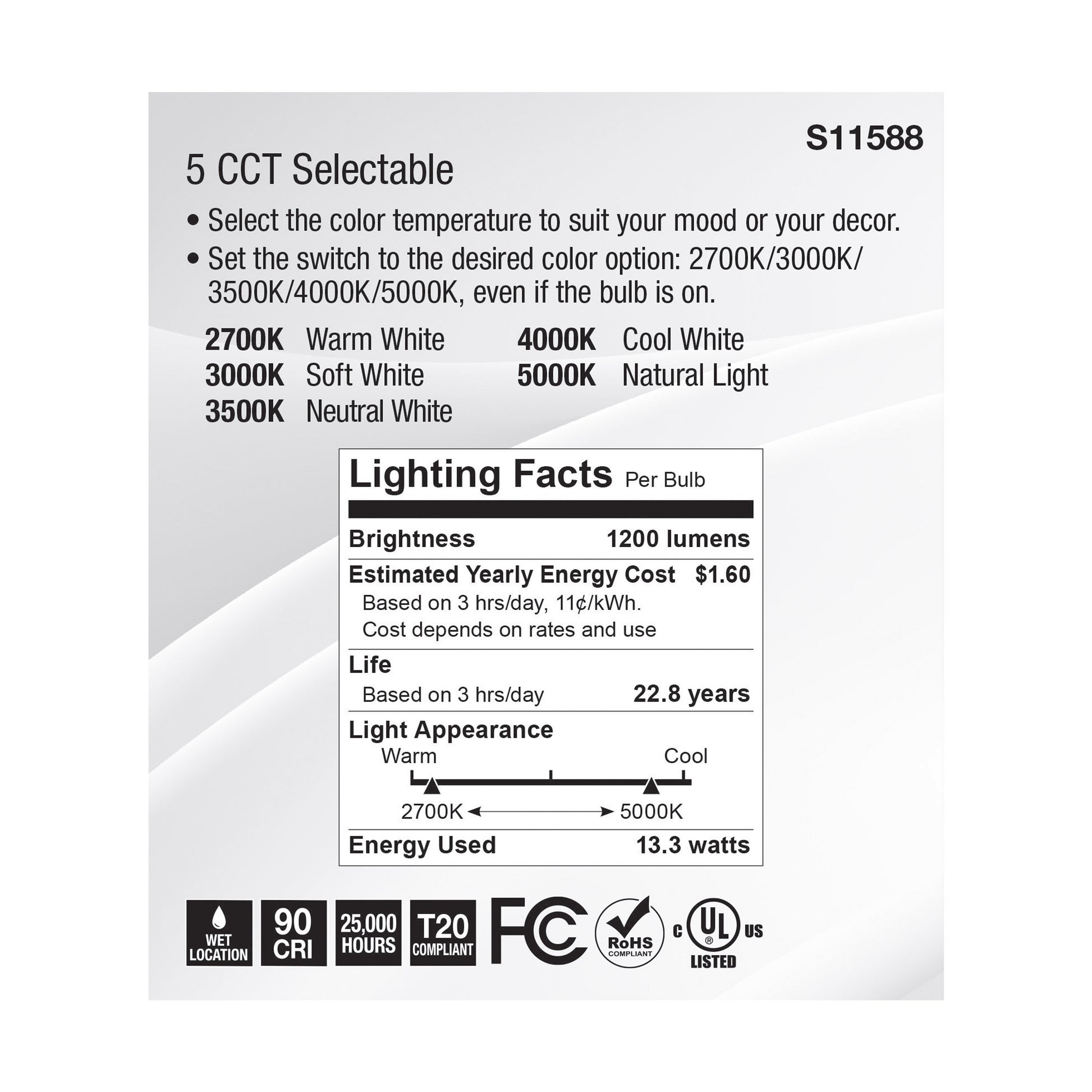 image of 13.3 Watt PAR38 LED - Medium Base - Silver Finish - CCT Selectable - 120 Volt - 25 Degree Beam Angle