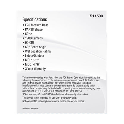 image of 13.3 Watt PAR38 LED - Medium Base - Silver Finish - CCT Selectable - 120 Volt - 60 Degree Beam Angle