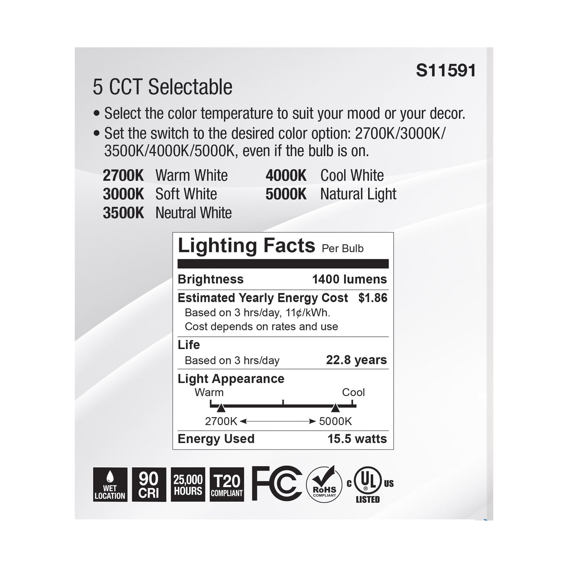 image of 15.5 Watt PAR38 LED - Medium Base - Silver Finish - CCT Selectable - 120 Volt - 40 Degree Beam Angle