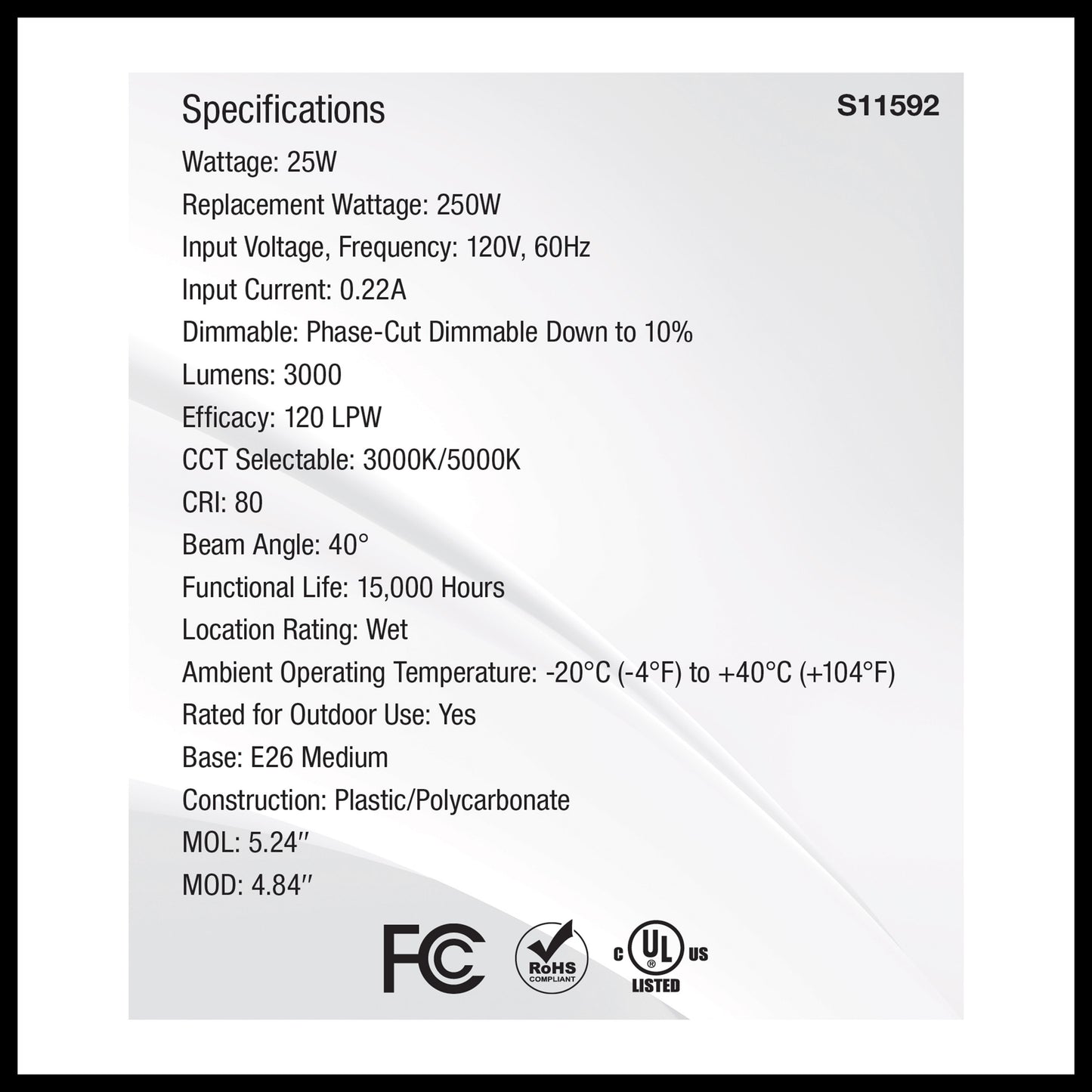 image of 25 Watt PAR38 LED - 3000K/5000K CCT Selectable - High Lumen - Medium Base - White Finish - 120 Volt