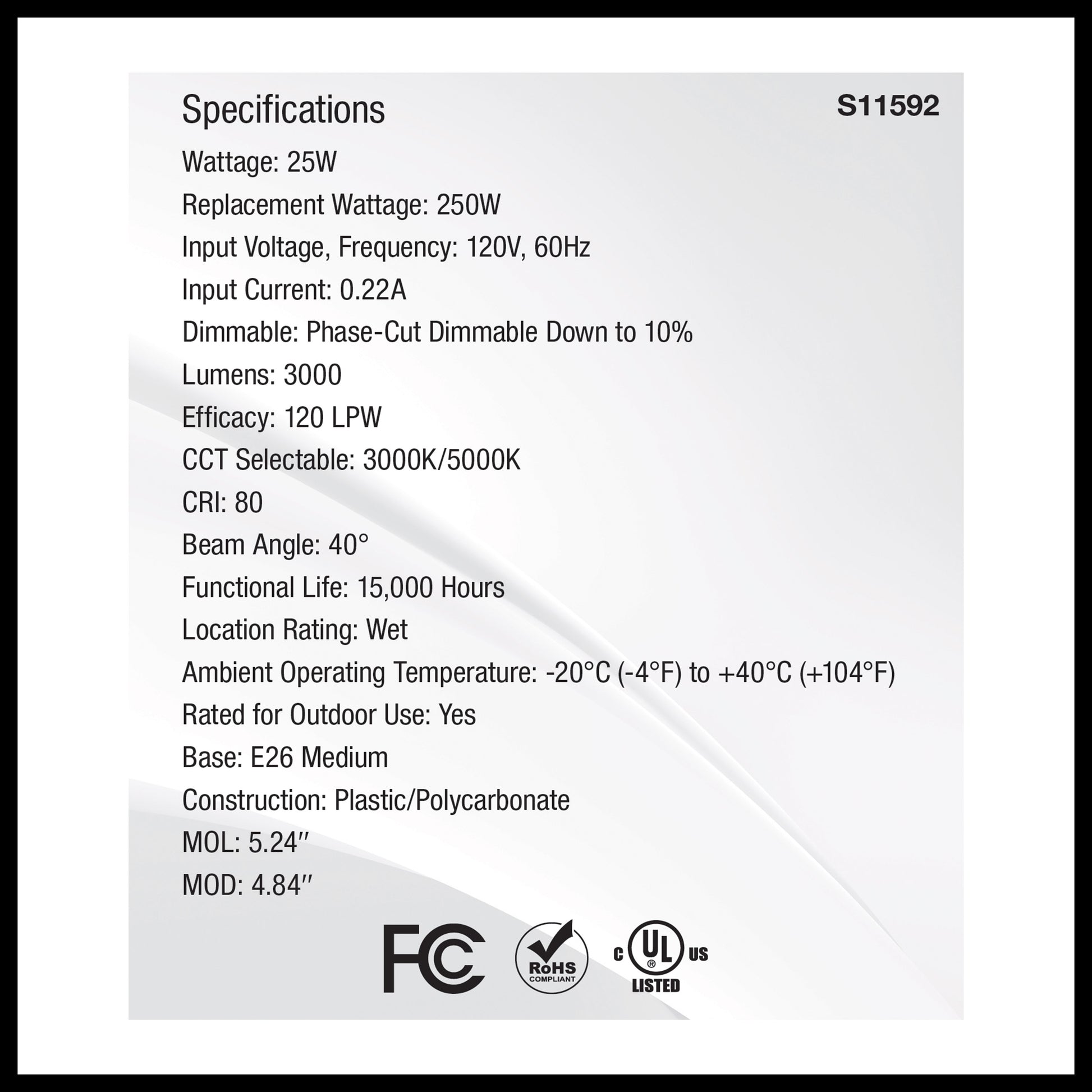 image of 25 Watt PAR38 LED - 3000K/5000K CCT Selectable - High Lumen - Medium Base - White Finish - 120 Volt
