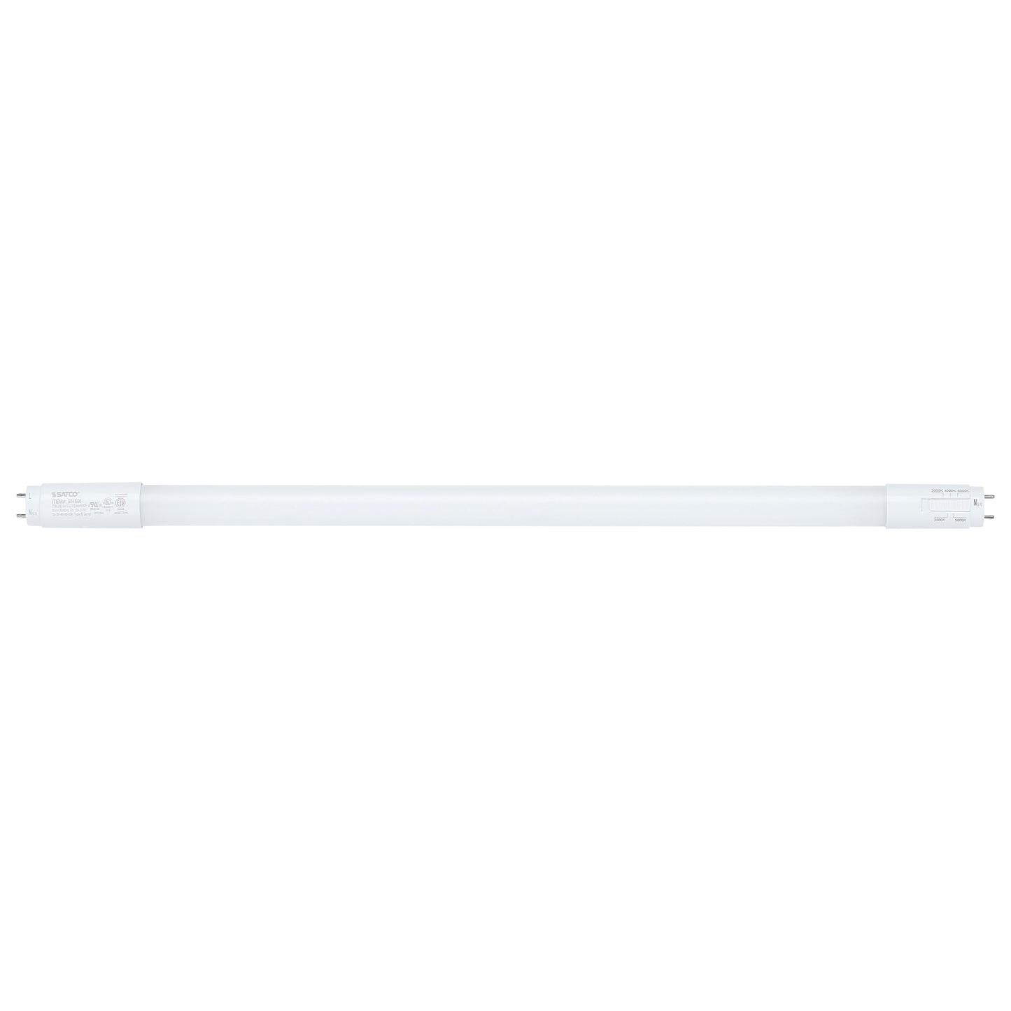 image of 7 Watt T8 LED - 24 Inch - 30K/35K/40K/50K/65K CCT Selectable - Low Optical Flicker (less than 5%) - Medium Bi Pin Base - Type B Ballast Bypass - 120-277 Volt - Frost Finish