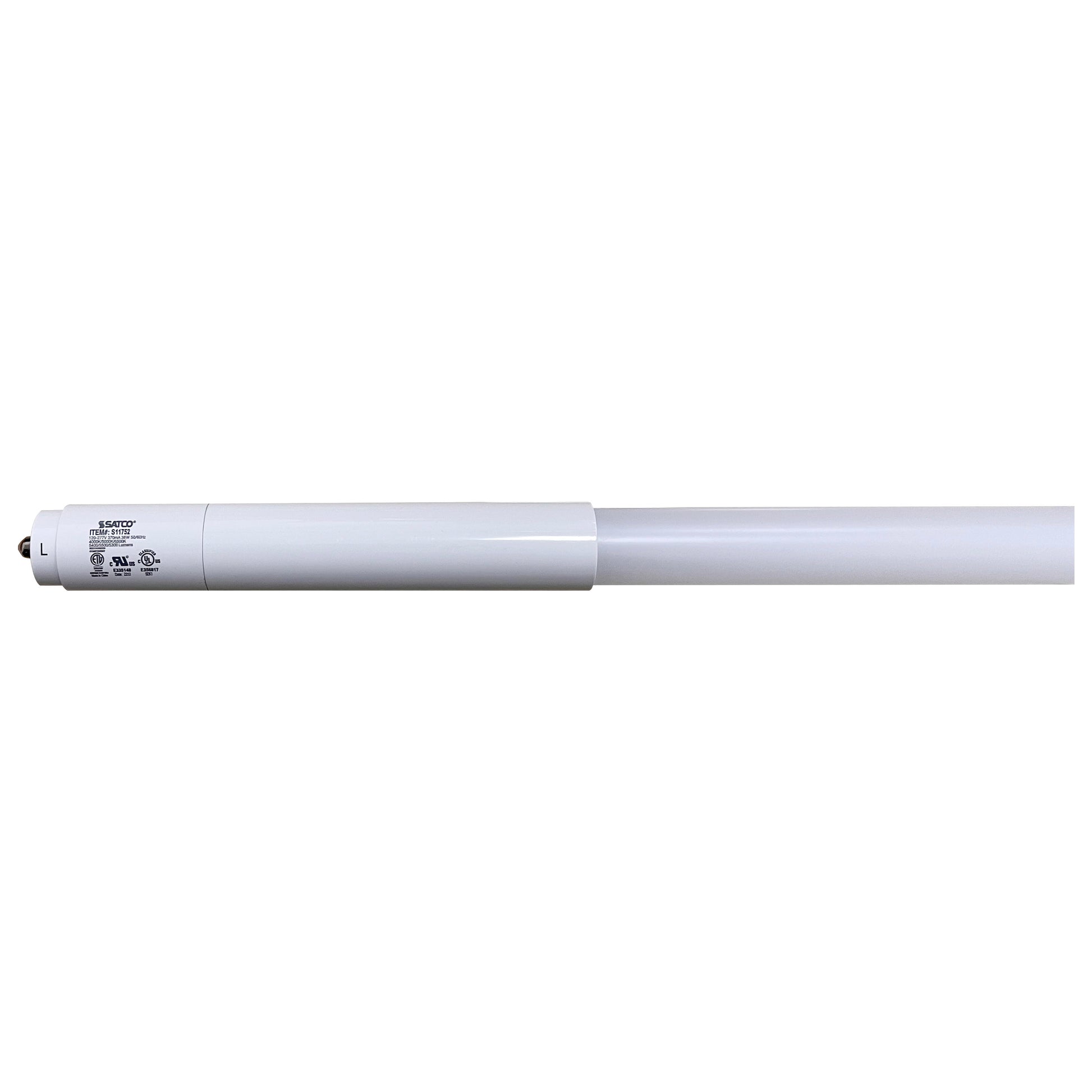 image of 38 Watt T8 LED - Single Pin Base - CCT Selectable - Type B - Ballast Bypass - PET Shatterproof Coated - White Finish - 96 Inches - 120-277 Volt