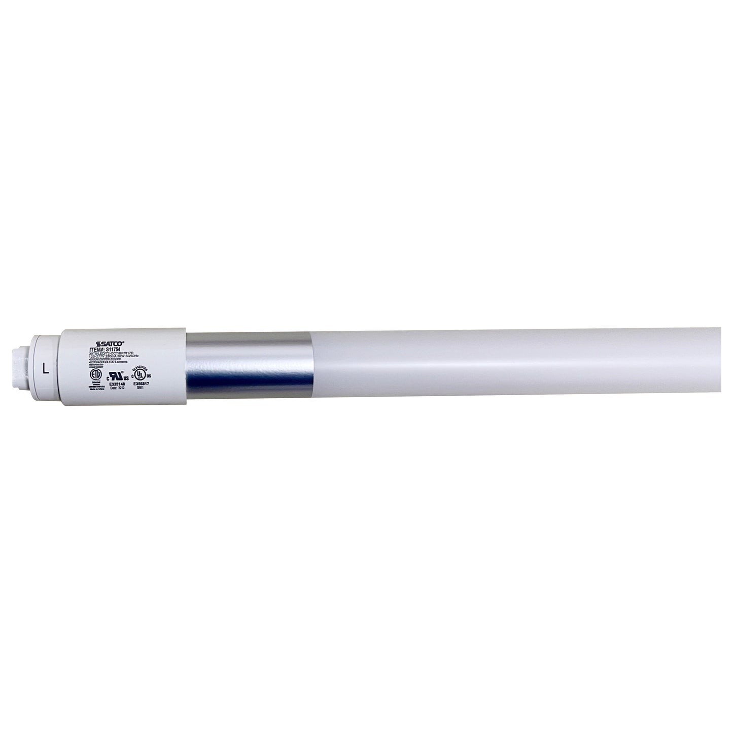 image of 30 Watt T8 LED - Recessed Double Contact HO/VHO Base - CCT Selectable - Type B - Ballast Bypass - PET Shatterproof Coated - White Finish - 72 Inches - 120-277 Volt