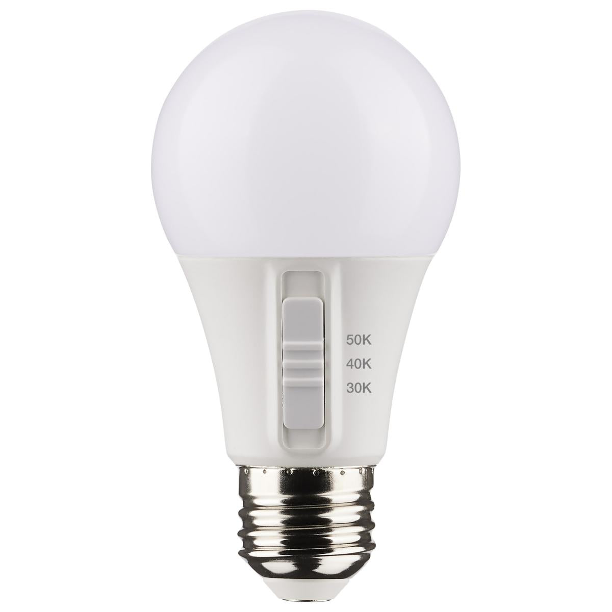 image of 6 Watt A19 LED - Medium Base - CCT Selectable - White Finish - 90 CRI - 120 Volt - 4 Pack