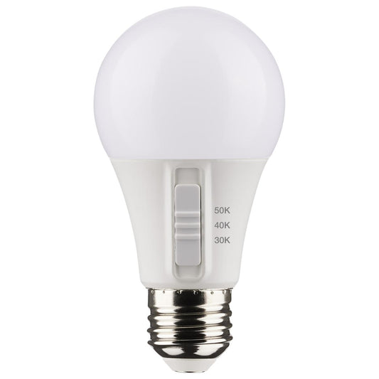 6 Watt A19 LED - Medium Base - CCT Selectable - White Finish - 90 CRI - 120 Volt - 4 Pack