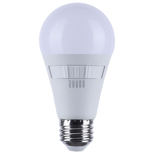 12 Watt A19 LED - 27K/3K/35K/4K/5K CCT Selectable - Medium Base - White Finish - 120 Volt - 4-Pack