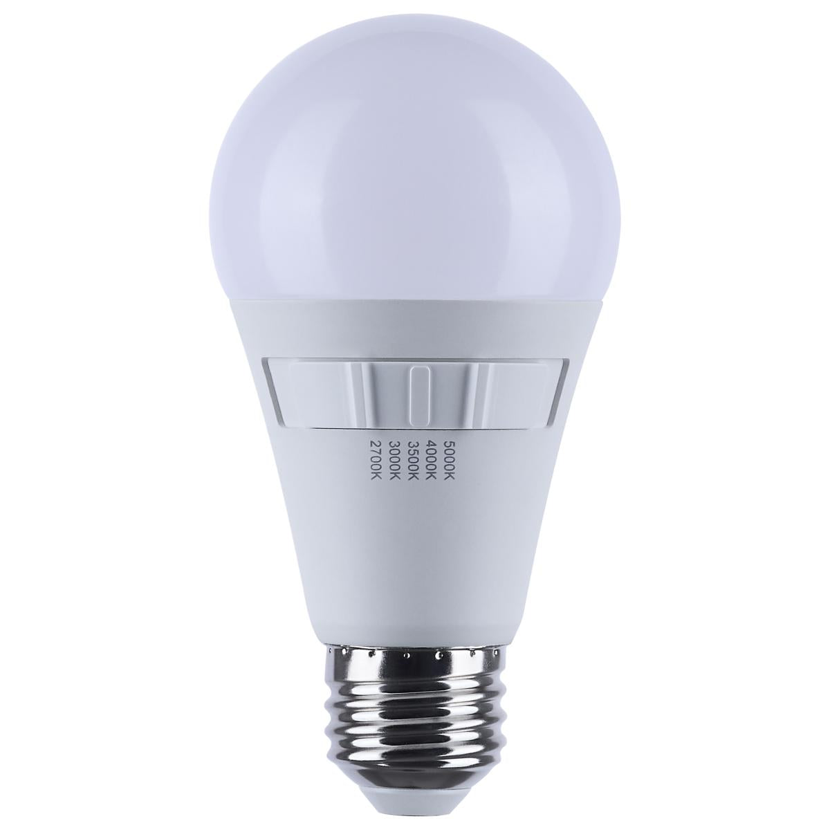 14 Watt A19 LED - 27K/3K/35K/4K/5K CCT Selectable - Medium Base - White Finish - 120 Volt - 4-Pack