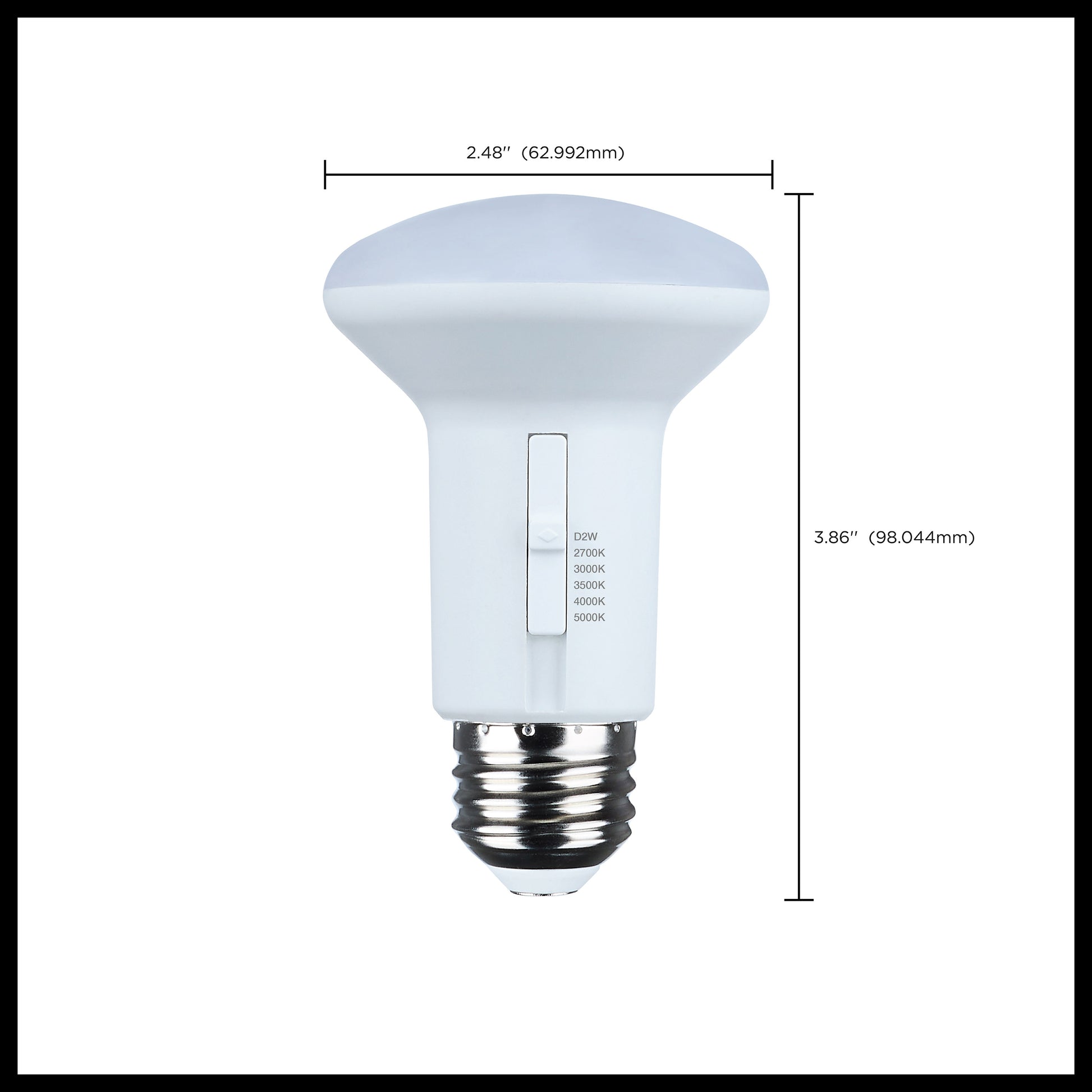 image of 5.8 Watt R20 LED - 27K/30K/35K/40K/50K CCT Selectable - Dim to Warm - White Finish - 120 Volt