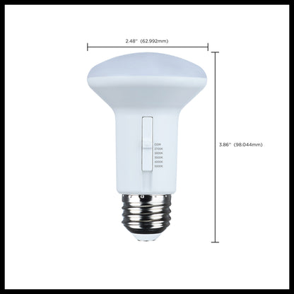 image of 5.8 Watt R20 LED - 27K/30K/35K/40K/50K CCT Selectable - Dim to Warm - White Finish - 120 Volt