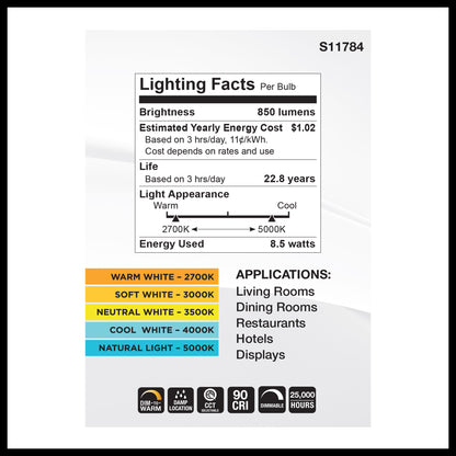 image of 8.5 Watt BR30 LED - 27K/30K/35K/40K/50K CCT Selectable - Dim to Warm - White Finish - 120 Volt