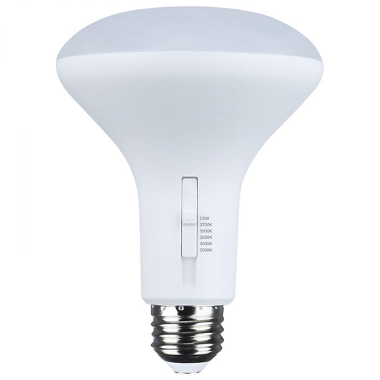 8.5 Watt BR30 LED - 27K/30K/35K/40K/50K CCT Selectable - Dim to Warm - White Finish - 120 Volt