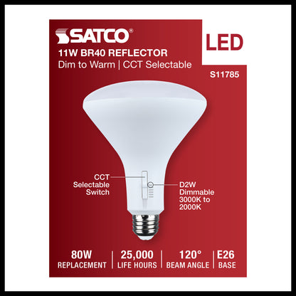 image of 11 Watt BR40 LED - 27K/30K/35K/40K/50K CCT Selectable - Dim to Warm - White Finish - 120 Volt