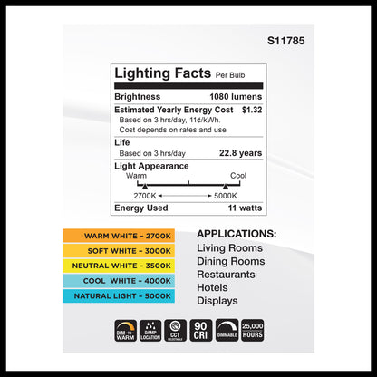 image of 11 Watt BR40 LED - 27K/30K/35K/40K/50K CCT Selectable - Dim to Warm - White Finish - 120 Volt