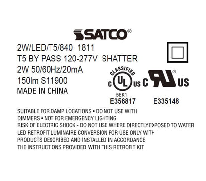 image of 2 Watt T5 LED - Miniature bi-pin base - 4000K - 50000 Average rated hours - 150 Lumens - 120-277 Volt - Type B - Ballast Bypass - Double Ended Wiring