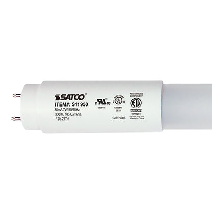 image of 7 Watt - 18 Inch - T8 Linear LED - Medium Bi-Pin G13Base - 3000K - 50000 Average Rated Hours - 700 Lumens - Type B Ballast Bypass