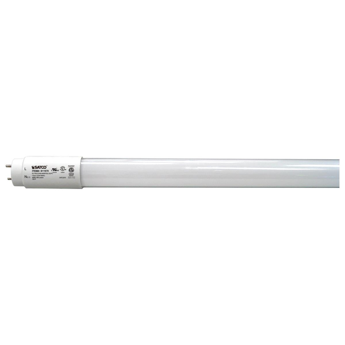 image of 10.5 Watt T8 LED - 4Ft - 4000K - Medium Bi Pin base - 70000 Average rated hours - 1650 Lumens - Type B - Ballast Bypass - Single Ended-Double Ended - Plastic
