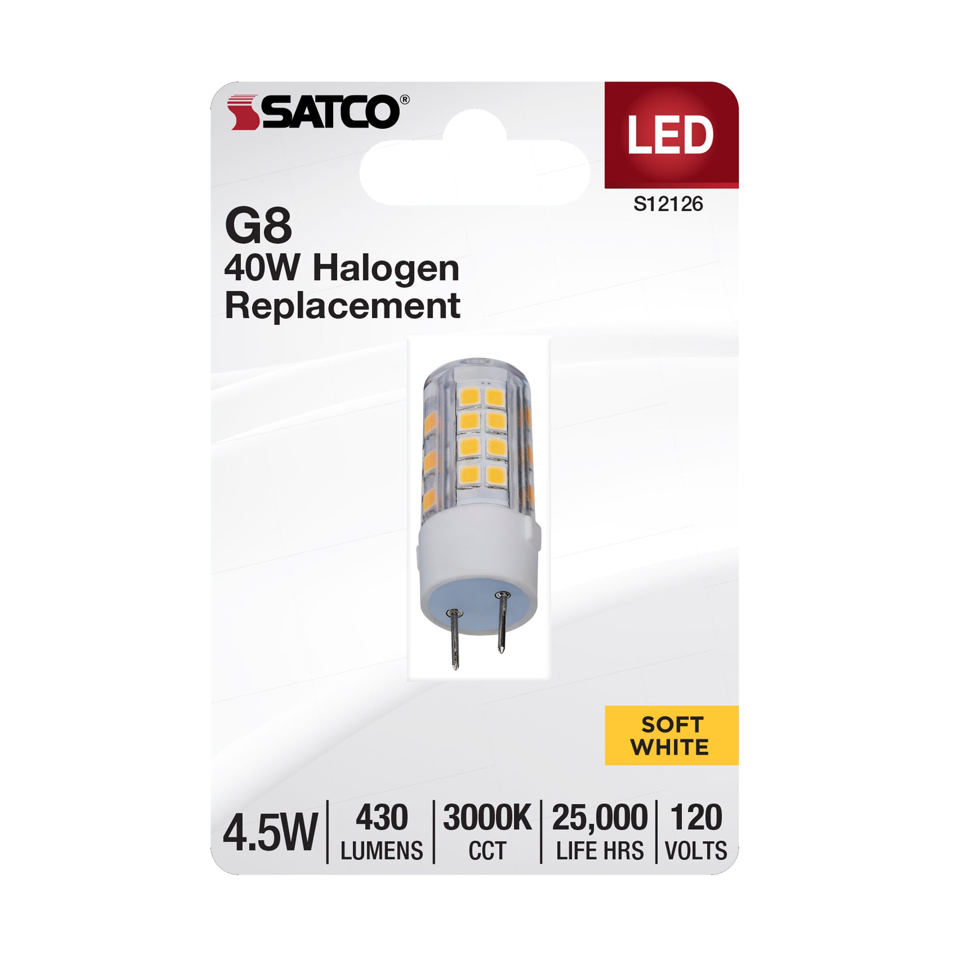 image of 4.5 Watt Mini LED - G8 Base - 3000K - Clear Finish - 120 Volt