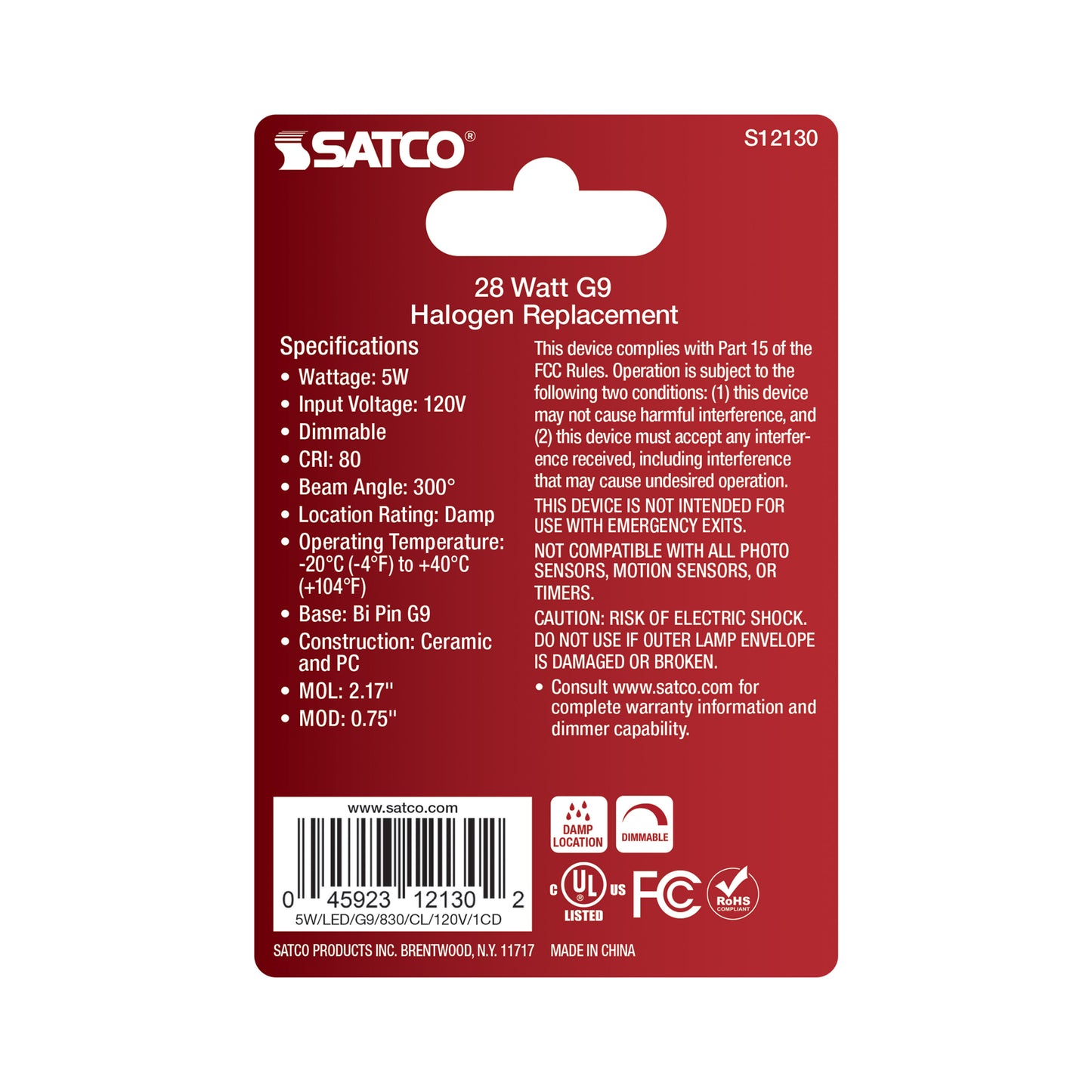 image of 5 Watt Mini LED - G9 Base - 3000K - Clear Finish - 120 Volt