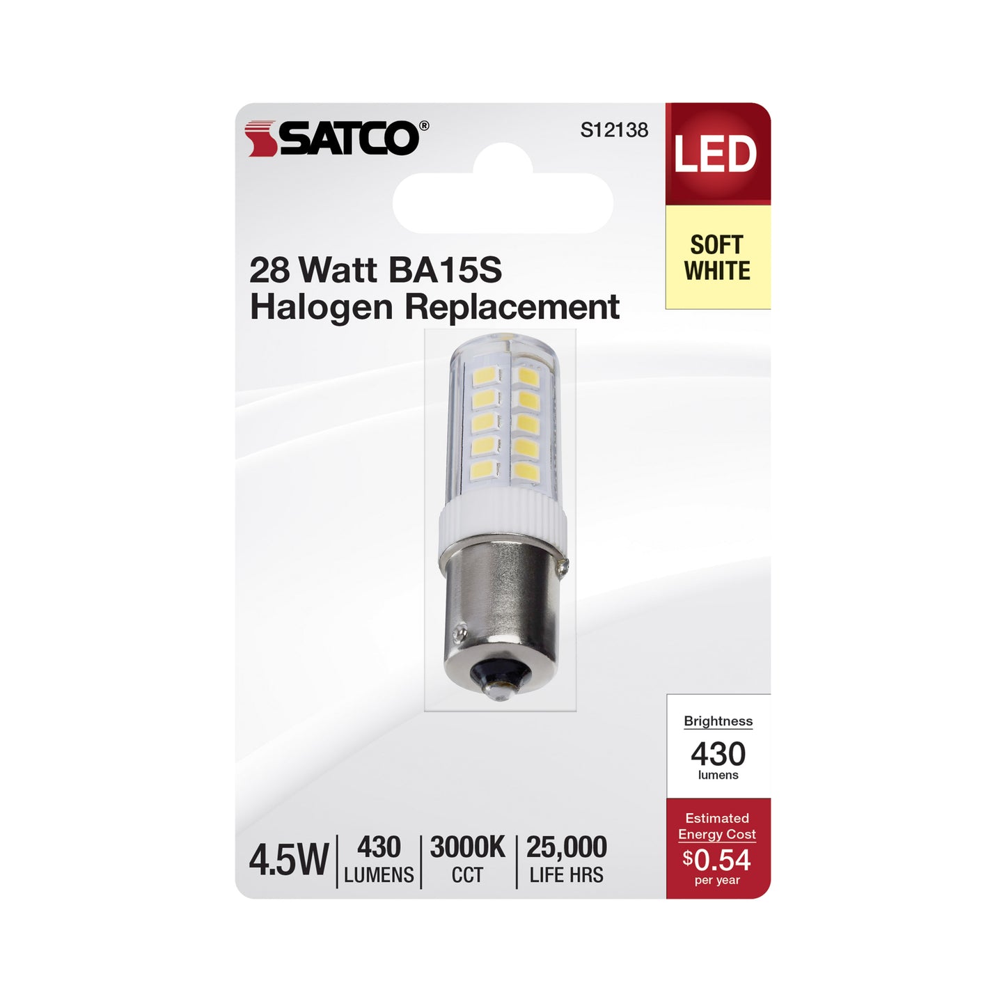 image of 4.5 Watt Mini LED - Bayonet Single Contact Base - 3000K - Clear Finish - 12 Volt