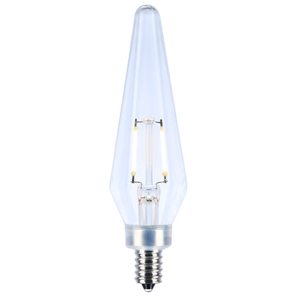 image of 2 Watt Prismatic HX11 LED - 2700K CCT - Candelabra Base - 120 Volt - Clear Finish - 2-Card