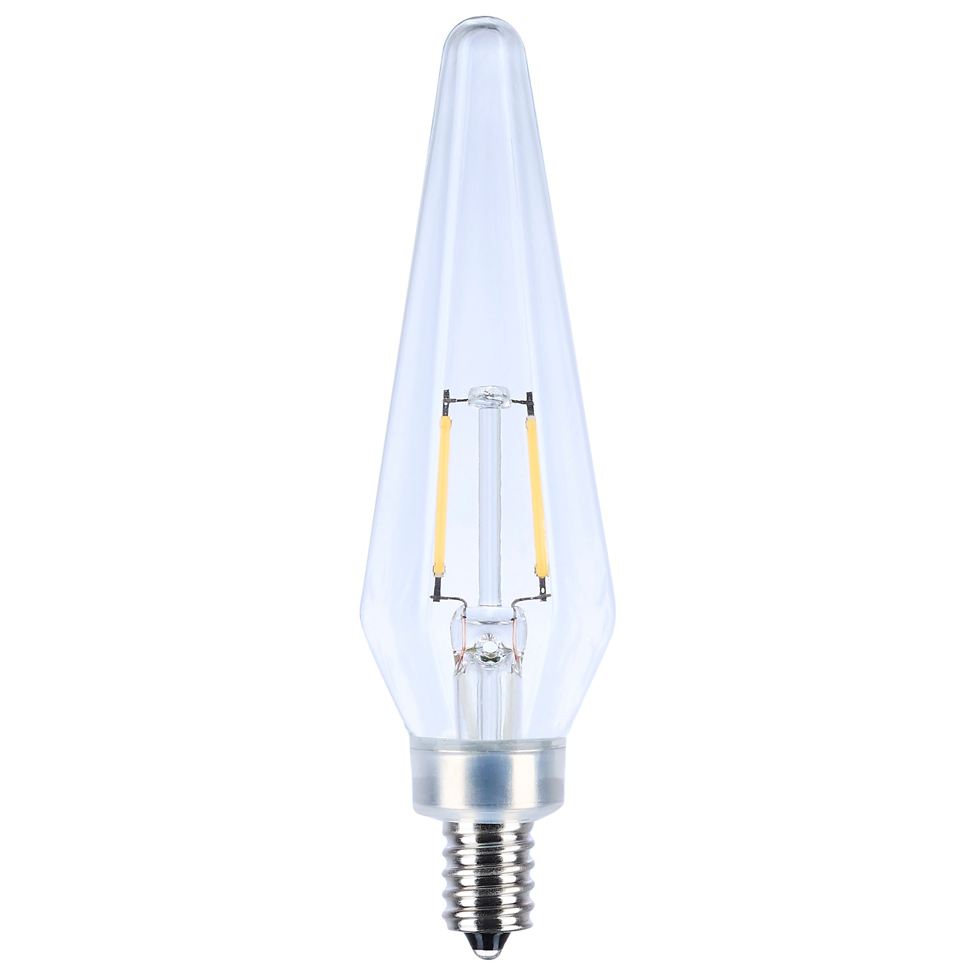 image of 2 Watt Prismatic HX11 LED - 2700K CCT - Candelabra Base - 120 Volt - Clear Finish - 2-Card