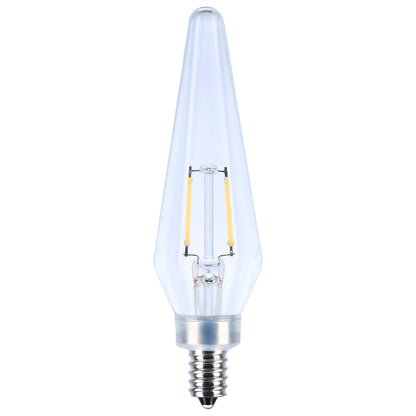 image of 2 Watt Prismatic HX11 LED - 2700K CCT - Candelabra Base - 120 Volt - Clear Finish - 2-Card