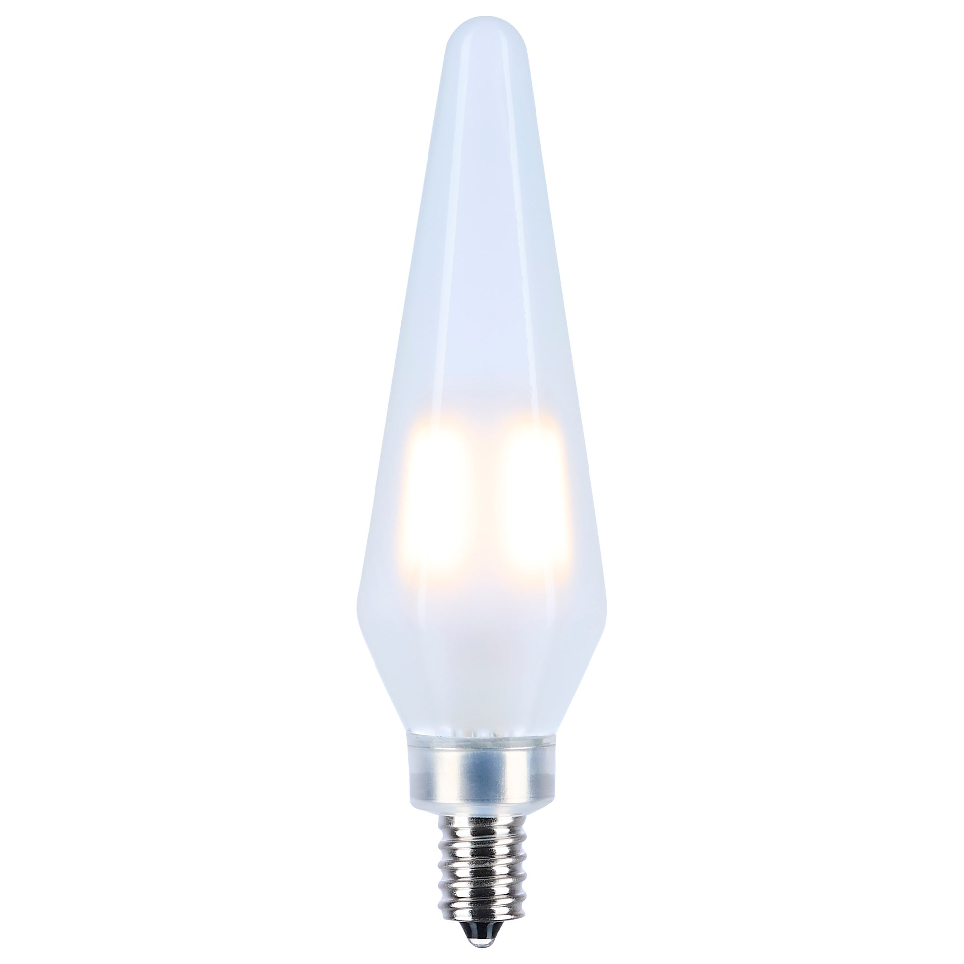 image of 2 Watt Prismatic HX11 LED - 2700K CCT - Candelabra Base - 120 Volt - Frost Finish - 2-Card