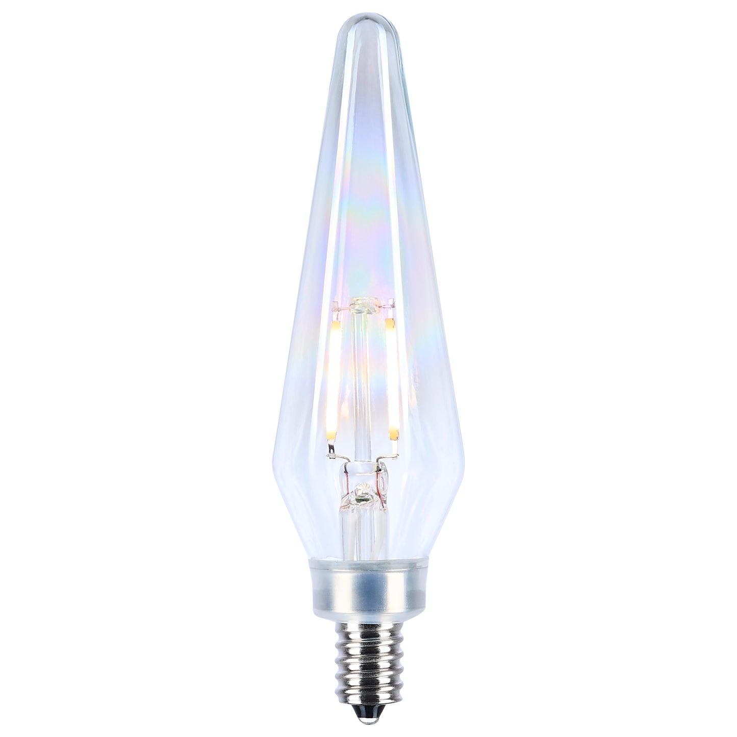 image of 2 Watt Prismatic HX11 LED - 2700K CCT - Candelabra Base - 120 Volt - Aurora Finish - 2-Card