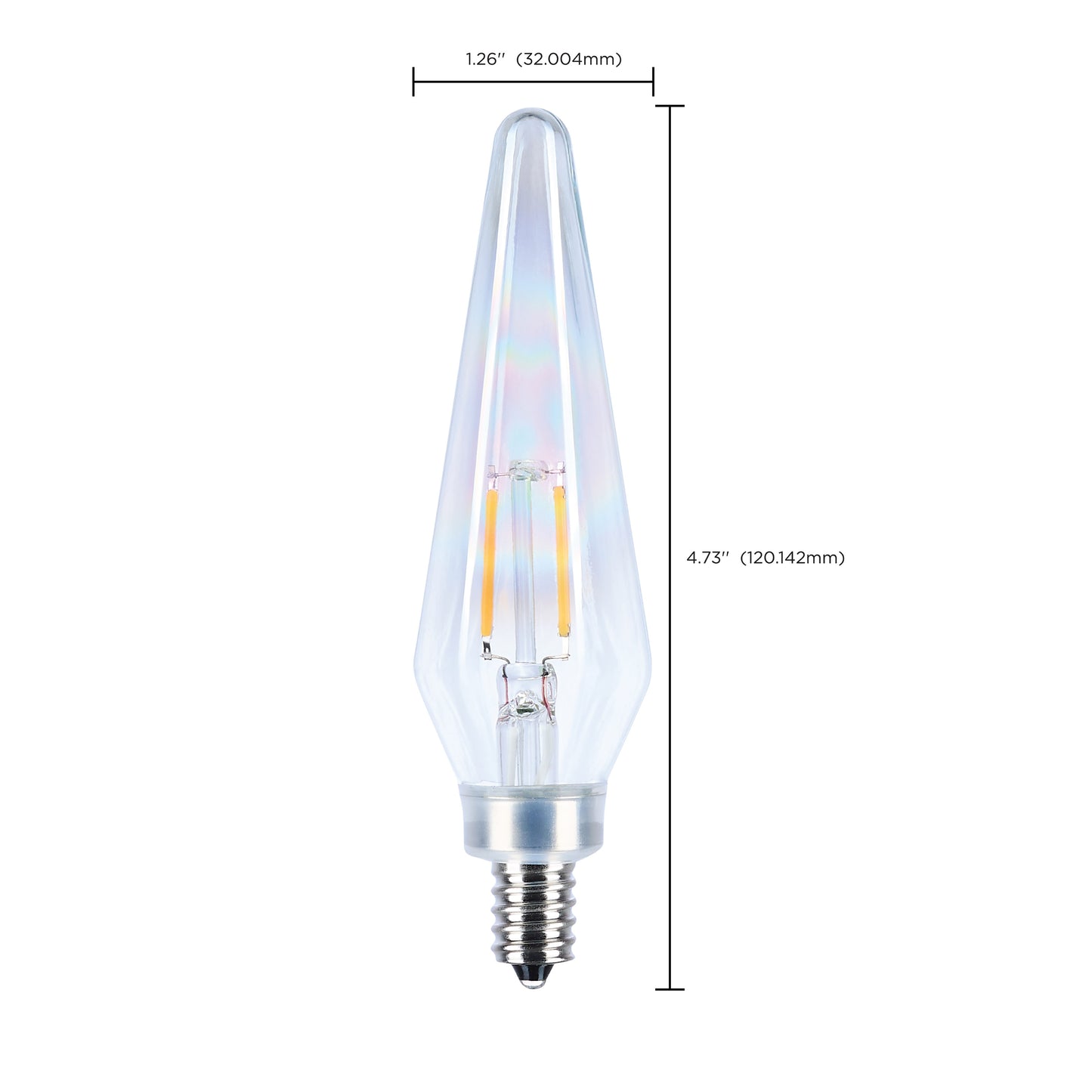 image of 2 Watt Prismatic HX11 LED - 2700K CCT - Candelabra Base - 120 Volt - Aurora Finish - 2-Card