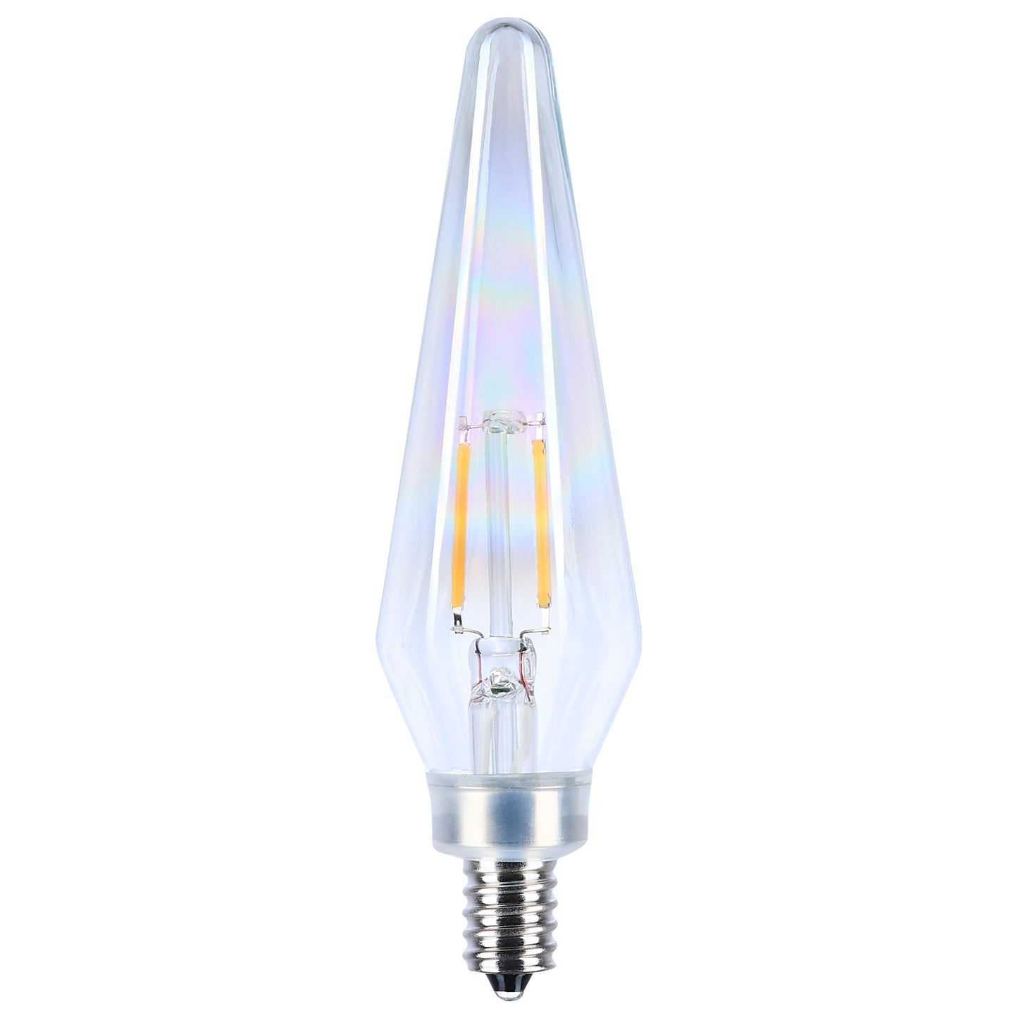 image of 2 Watt Prismatic HX11 LED - 2700K CCT - Candelabra Base - 120 Volt - Aurora Finish - 2-Card
