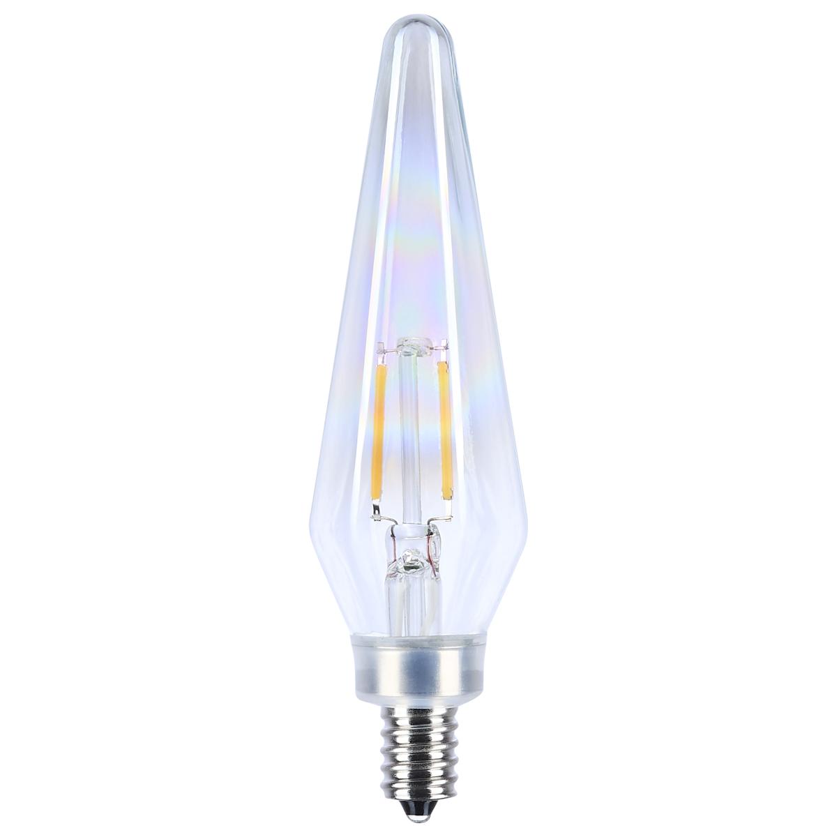 2 Watt Prismatic HX11 LED - 2700K CCT - Candelabra Base - 120 Volt - Aurora Finish - 2-Card