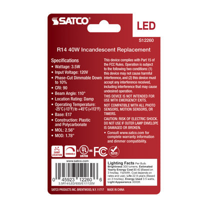 image of 3.5 Watt - R14 LED - Intermediate Base - 3000K CCT - Frost Finish - 120 Volt