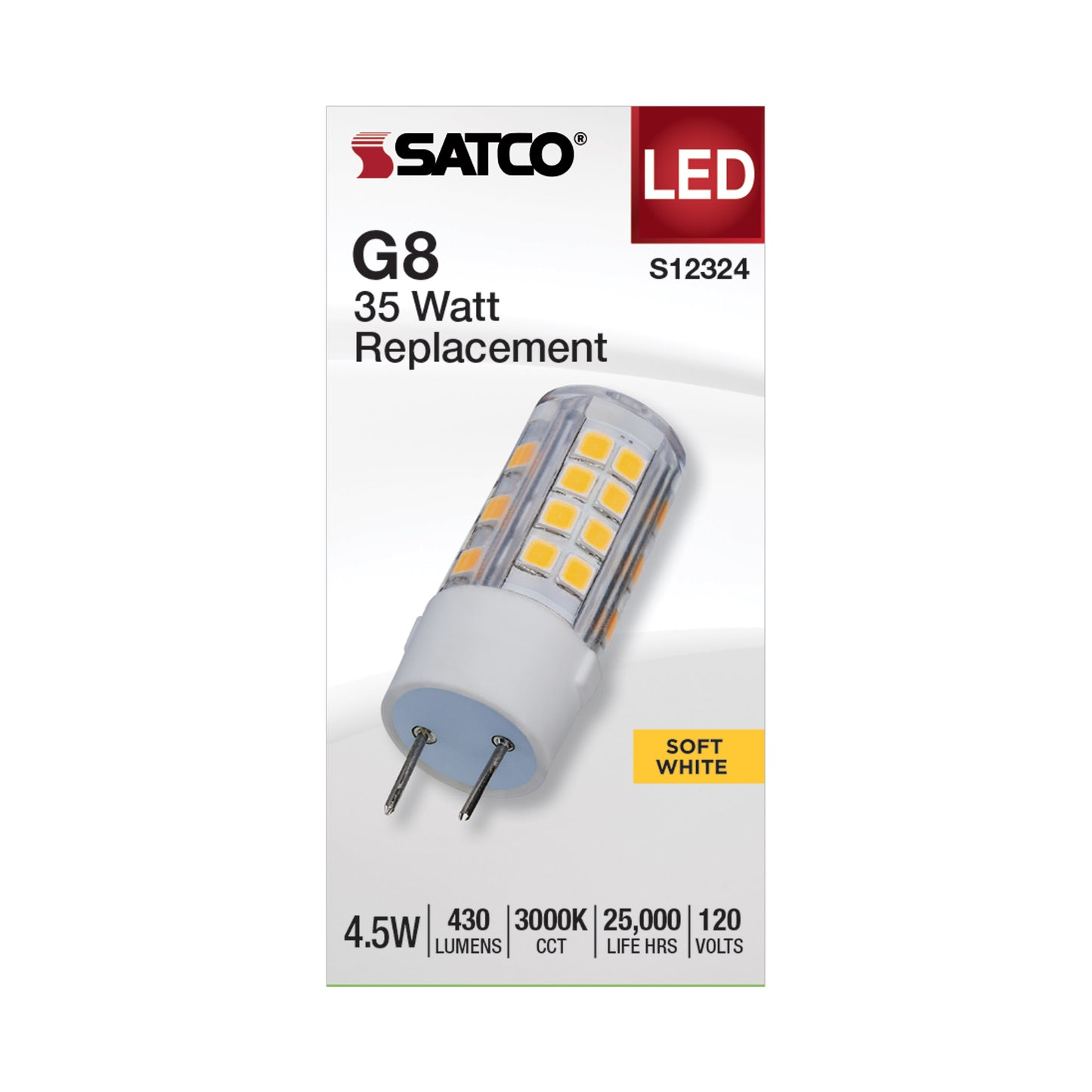 image of 4.5 Watt T6 LED - Clear Finish - G8 Base - 3000K - 120 Volt