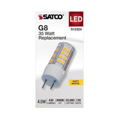 image of 4.5 Watt T6 LED - Clear Finish - G8 Base - 3000K - 120 Volt