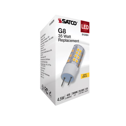 image of 4.5 Watt T6 LED - Clear Finish - G8 Base - 3000K - 120 Volt