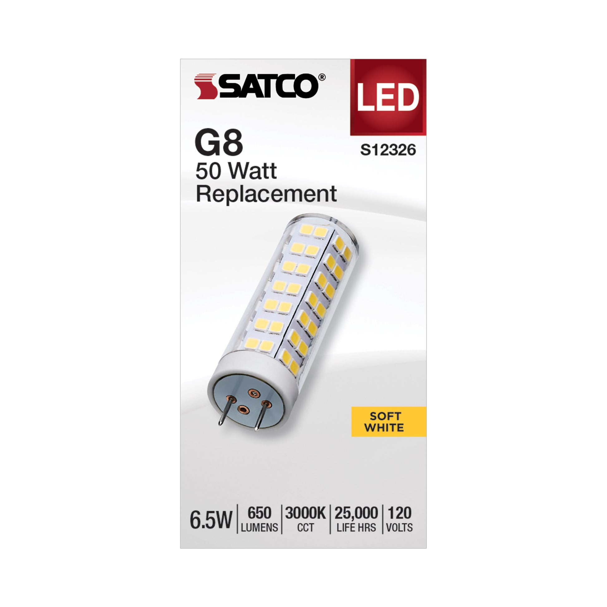 image of 6.5 Watt T6 LED - Clear Finish - G8 Base - 3000K - 120 Volt