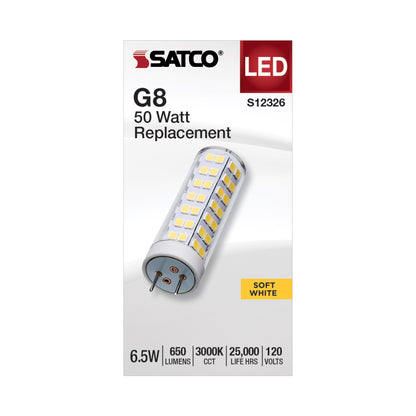 image of 6.5 Watt T6 LED - Clear Finish - G8 Base - 3000K - 120 Volt