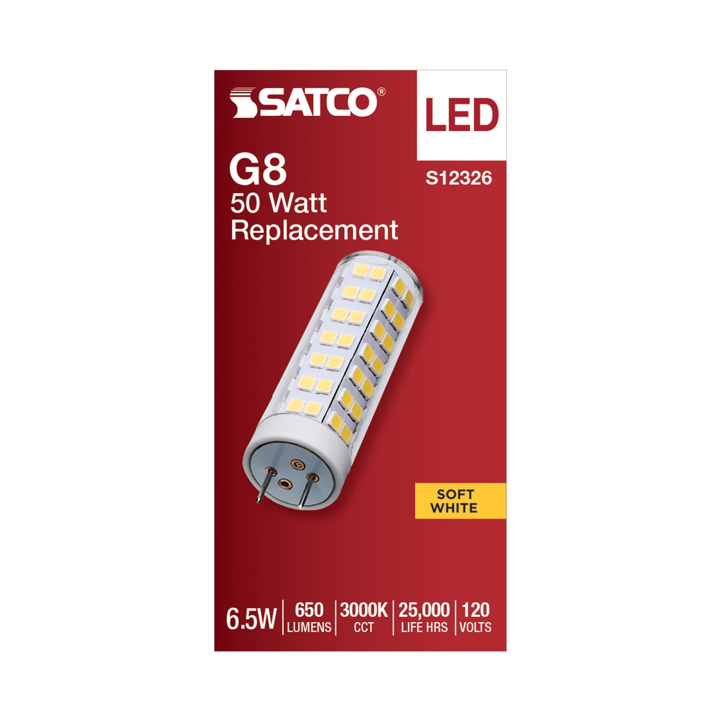 image of 6.5 Watt T6 LED - Clear Finish - G8 Base - 3000K - 120 Volt