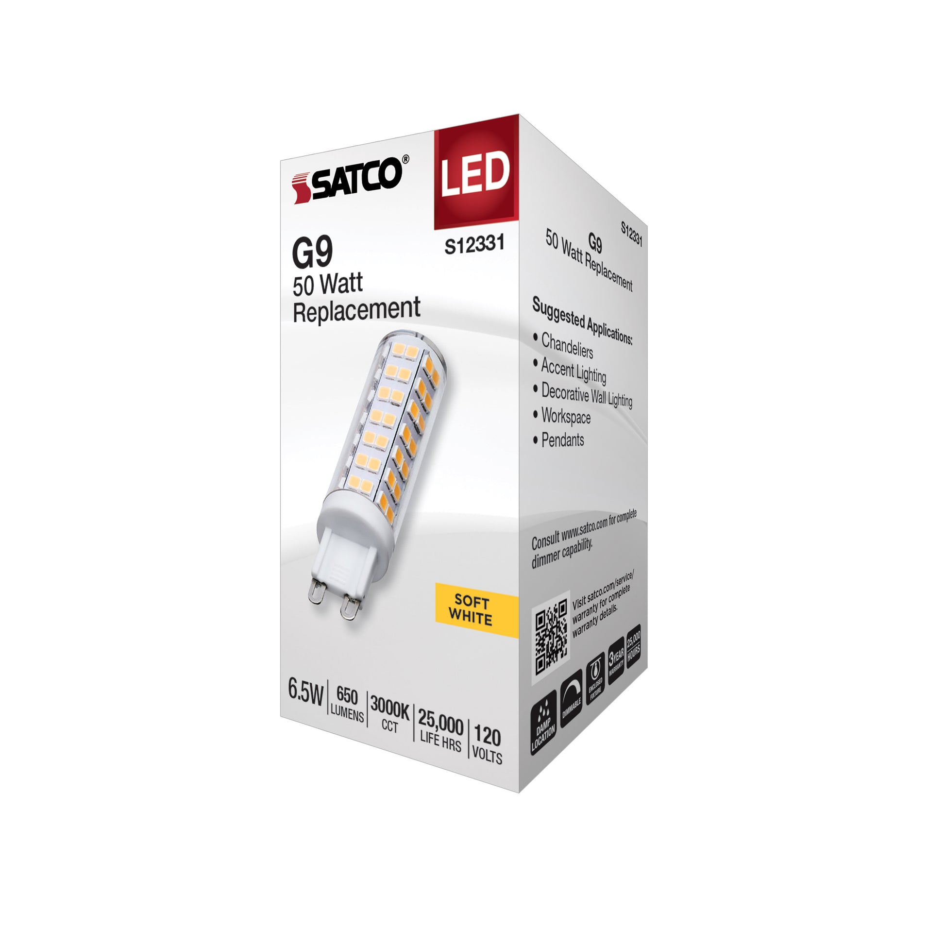 image of 6.5 Watt T6 LED - Clear Finish - G9 Base - 3000K - 120 Volt
