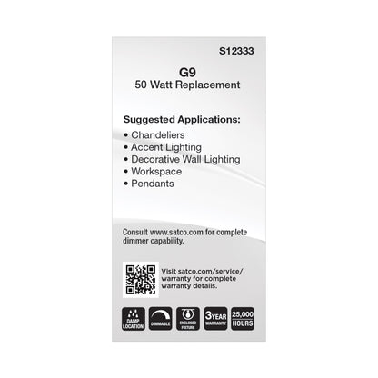 image of 6.5 Watt T6 LED - Frost Finish - G9 Base - 3000K - 120 Volt