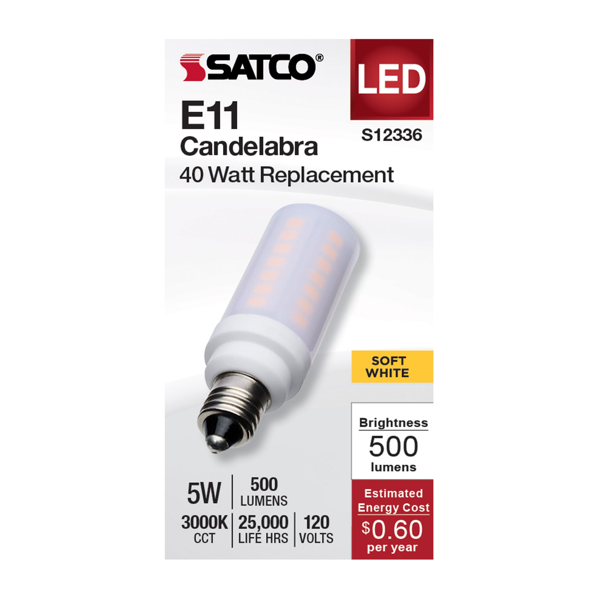 image of 5 Watt T6 LED - Frost Finish - E11 Base - 3000K - 120 Volt