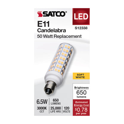 image of 6.5 Watt T6 LED - Clear Finish - E11 Base - 3000K - 120 Volt