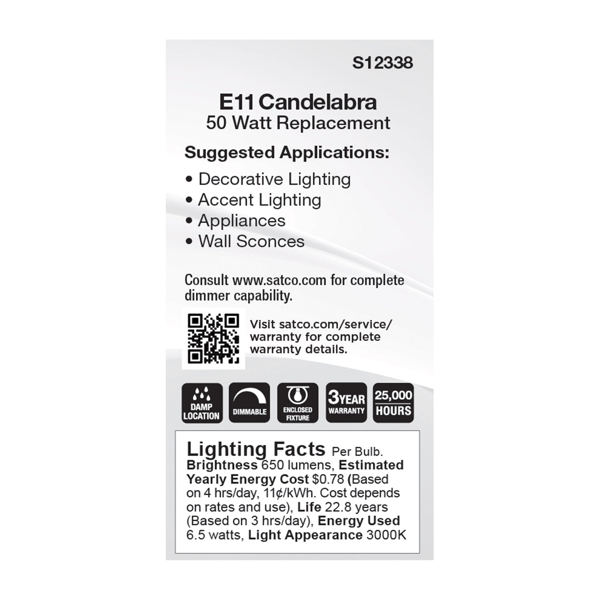 image of 6.5 Watt T6 LED - Clear Finish - E11 Base - 3000K - 120 Volt