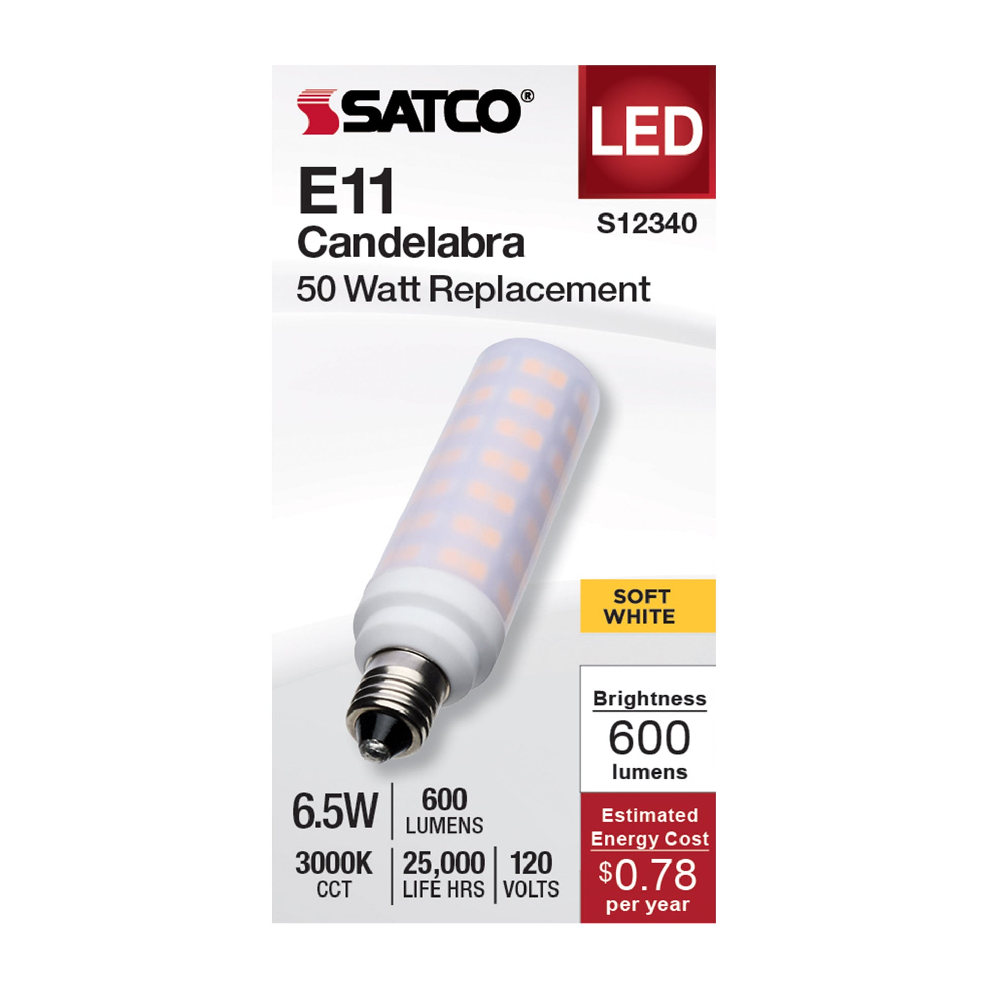 image of 6.5 Watt T6 LED - Frost Finish - E11 Base - 3000K - 120 Volt