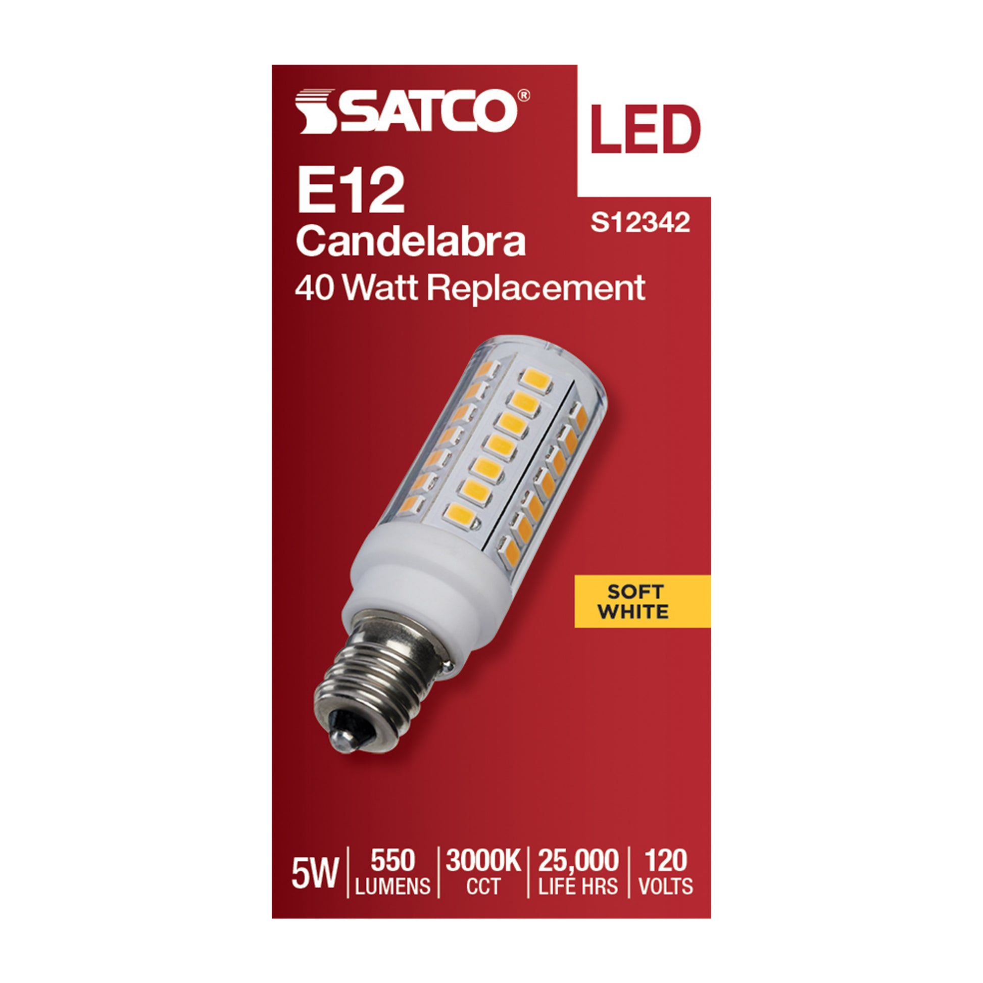 image of 5 Watt T6 LED - Clear Finish - E12 Base - 3000K - 120 Volt