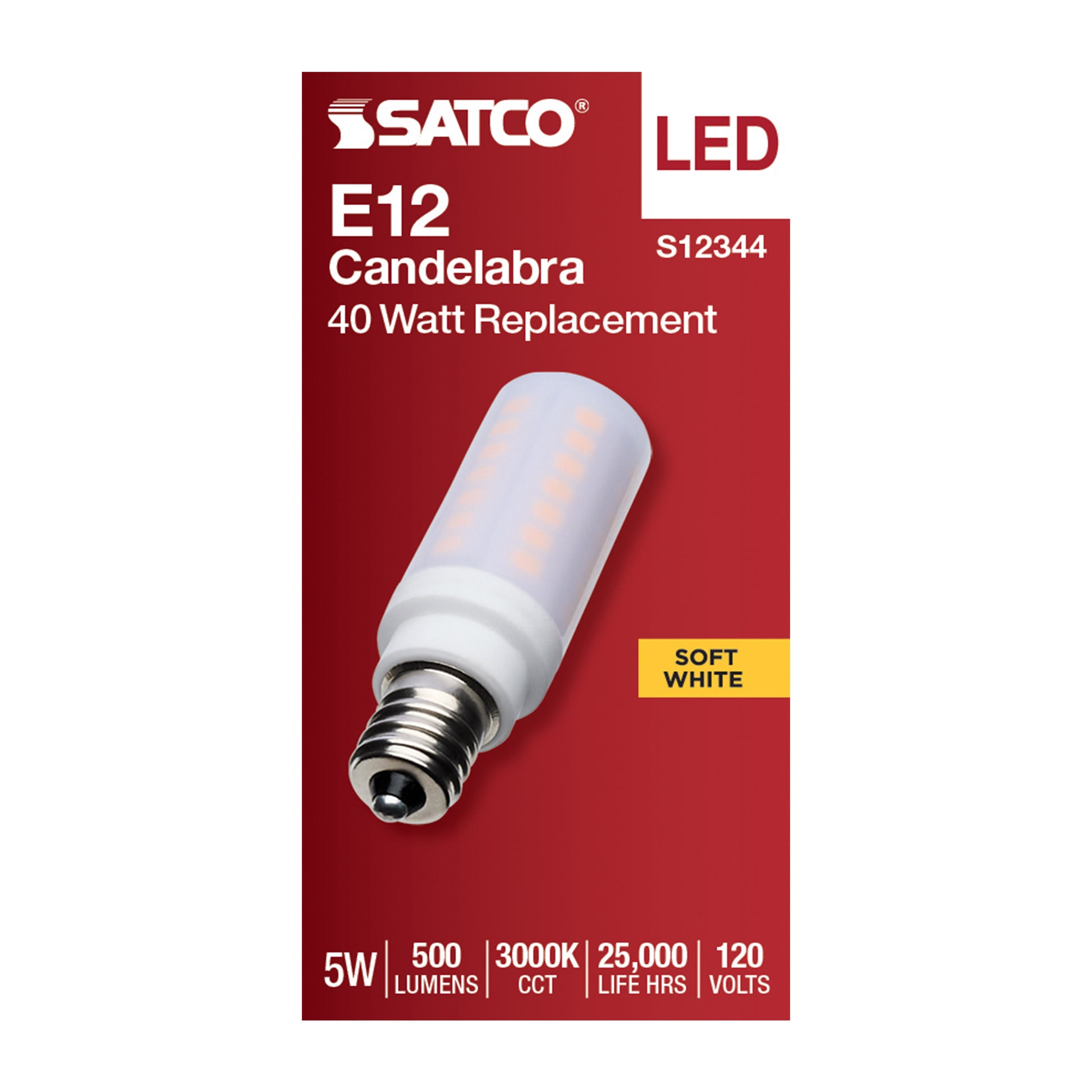 image of 5 Watt T6 LED - Frost Finish - E12 Base - 3000K - 120 Volt