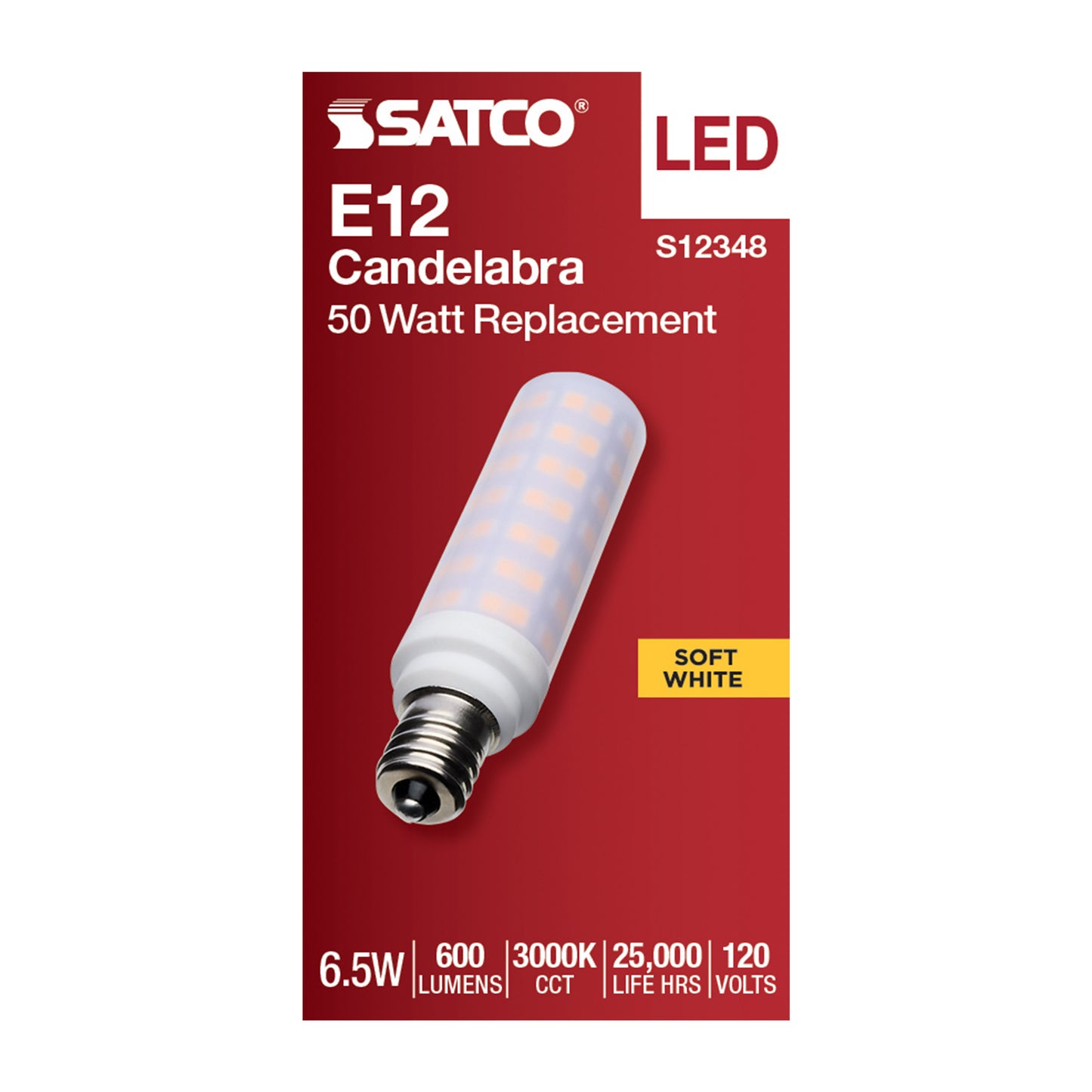 image of 6.5 Watt T6 LED - Frost Finish - E12 Base - 3000K - 120 Volt