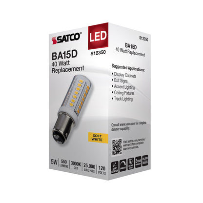 image of 5 Watt T6 LED - Clear Finish - DC Base - 3000K - 120 Volt