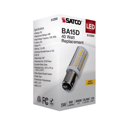 image of 5 Watt T6 LED - Clear Finish - DC Base - 3000K - 120 Volt